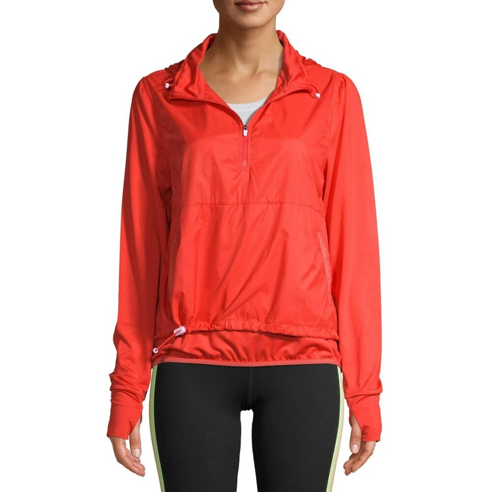 Athletic Works Women's Performance Active Tunic Hoodie Pockets Orange Large EUC